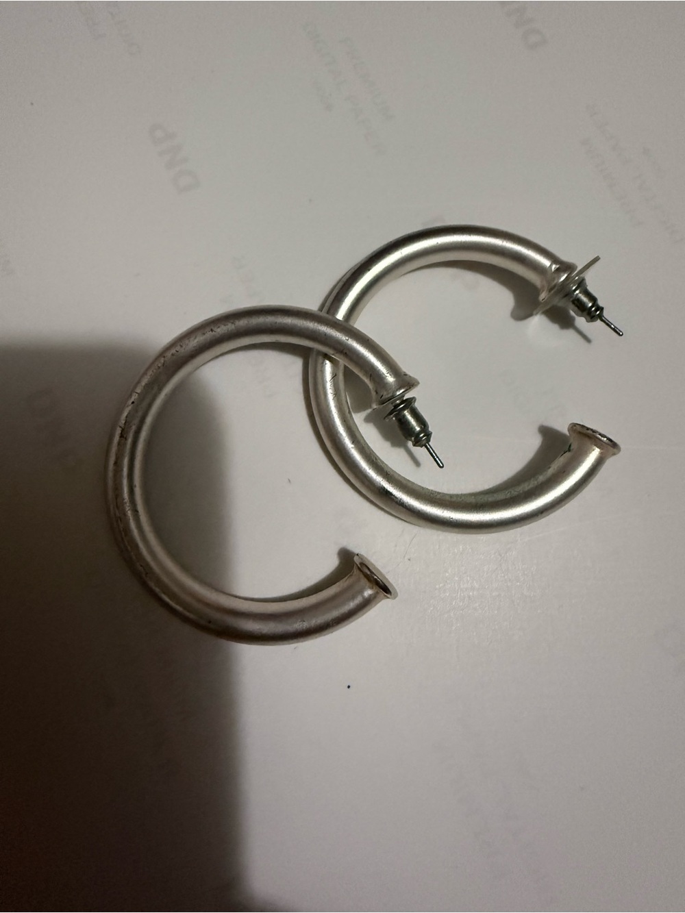 Silver Hoop Earrings - Chunky Half Hoops